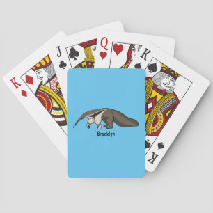 Anteater happy cartoon illustration playing cards