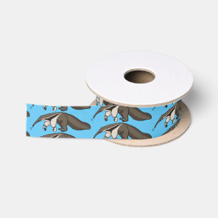 Anteater happy cartoon illustration satin ribbon