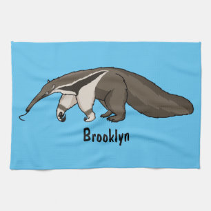 Anteater happy cartoon illustration tea towel
