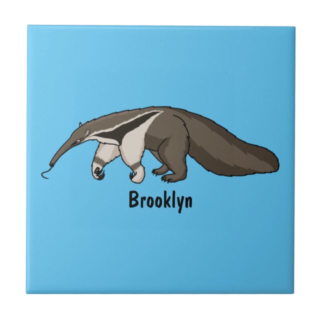 Anteater happy cartoon illustration tile (Front)