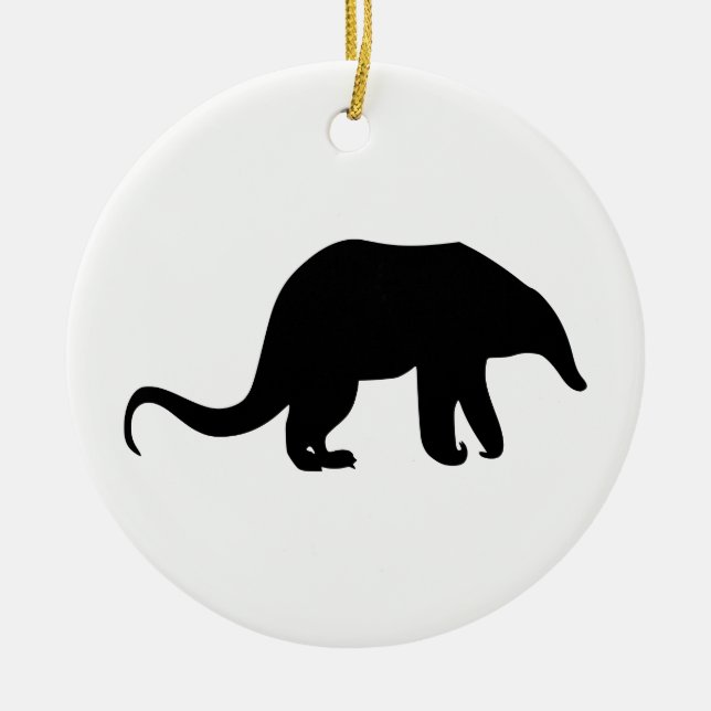 Anteater Silhouette Ceramic Tree Decoration (Front)