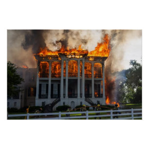 Antebellum Mansion Fire erupts Nottoway Resort Poster