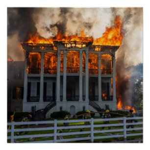 Antebellum Mansion Fire erupts Nottoway Resort Poster