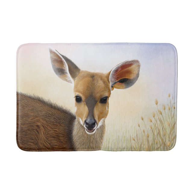 Antelope Bushbuck Young African Deer Drawing Bath Mat (Front)