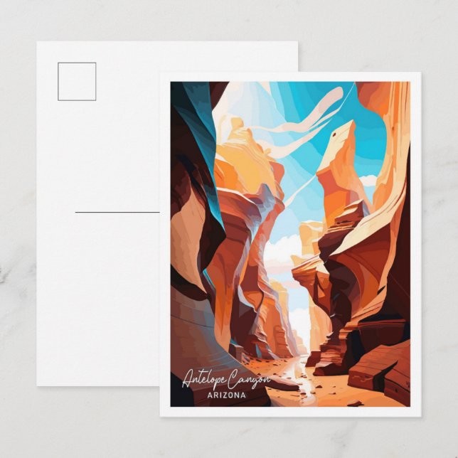 Antelope Canyon Arizona Travel Illustration Postcard (Front/Back)