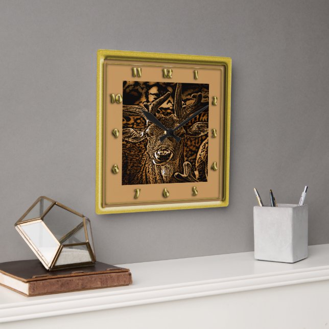 Antelope Deer Square Wall Clock (Office)
