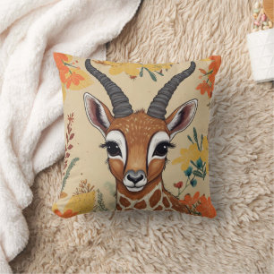 Antelope Floral Drawing Cushion