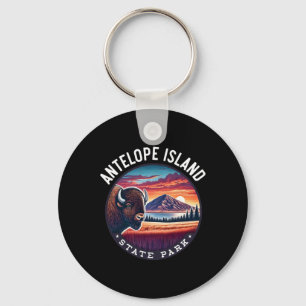 Antelope Island State Park Hiking Souvenir Bison O Key Ring