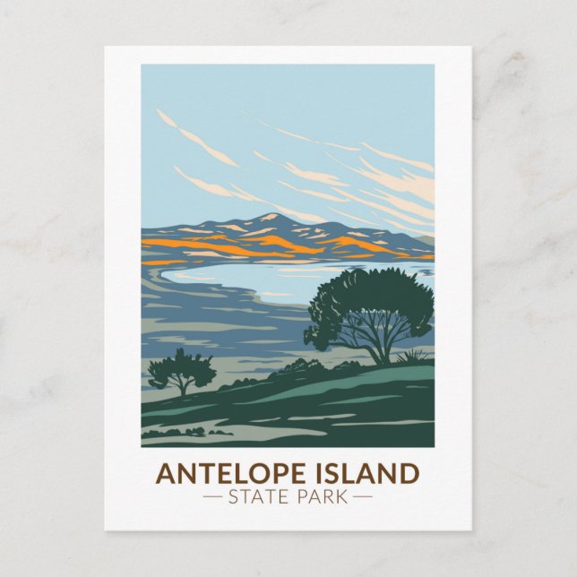 Antelope Island State Park Utah Vintage Postcard (Front)