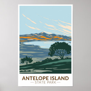 Antelope Island State Park Utah Vintage Poster