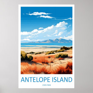 Antelope Island State Park Vintage Travel Poster