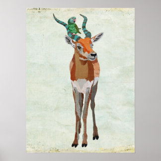 Antelope & Parrot Art Poster