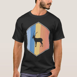 Antelope With Retro Colours In A Hexagon T-Shirt