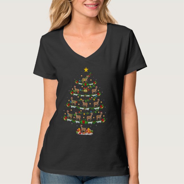 Antelope   Xmas Lights Antelope Christmas Tree T-Shirt (Front)