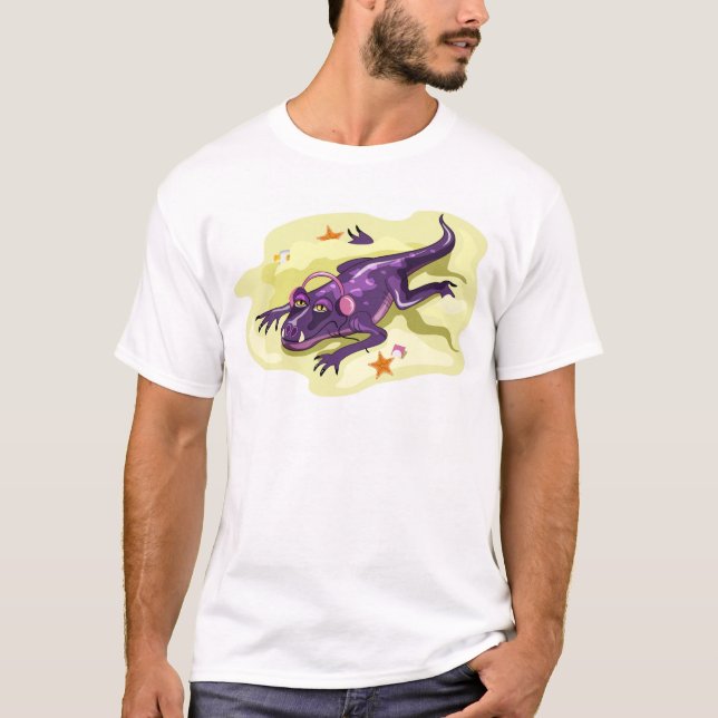 Anteosaurus Sunbathing With Headphones. T-Shirt (Front)