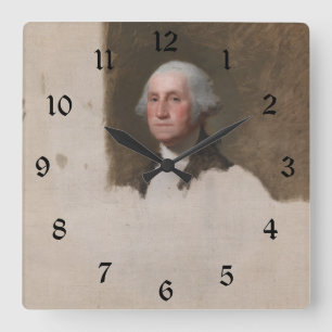 Anthaeneum George Washington 1st US President Square Wall Clock