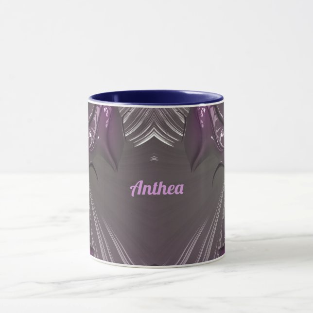 ANTHEA ~ GLOSSY 3D Glossy Pink Blue Silver ~ Mug (Center)
