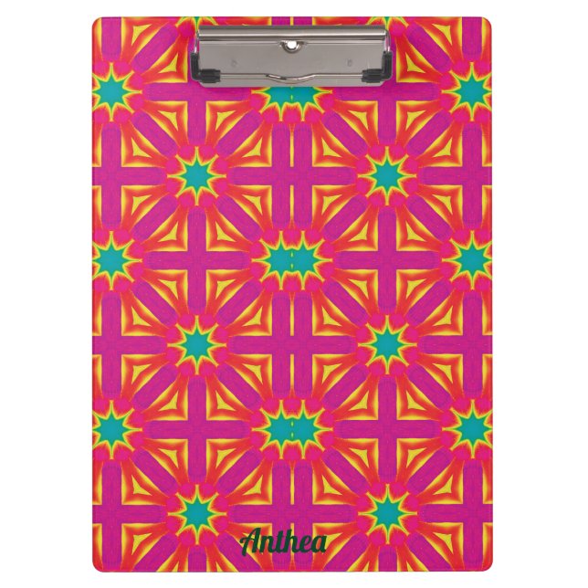 ANTHEA ~ Yellow, Blue, Red and Pink design  Clipboard (Front)