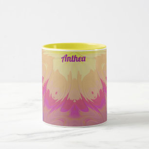 ANTHEA ~Zany 3D Fractal ~ Pink Purple Blue Yellow  Mug