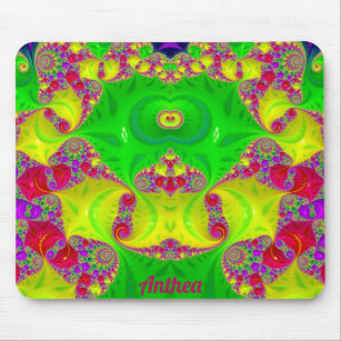 ANTHEA ~ Zany Hot Cerise, Yellow, Red and Green Mo Mouse Pad