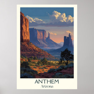 Anthem Arizona Vintage Travel Poster | Retro Canyo