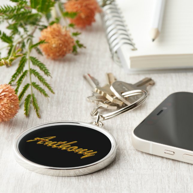 Anthony Round Premium Keychain in Black Style (Side)
