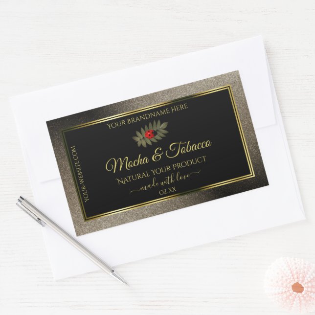Anthracite Glitter Black Product Labels Ladybug (Envelope)
