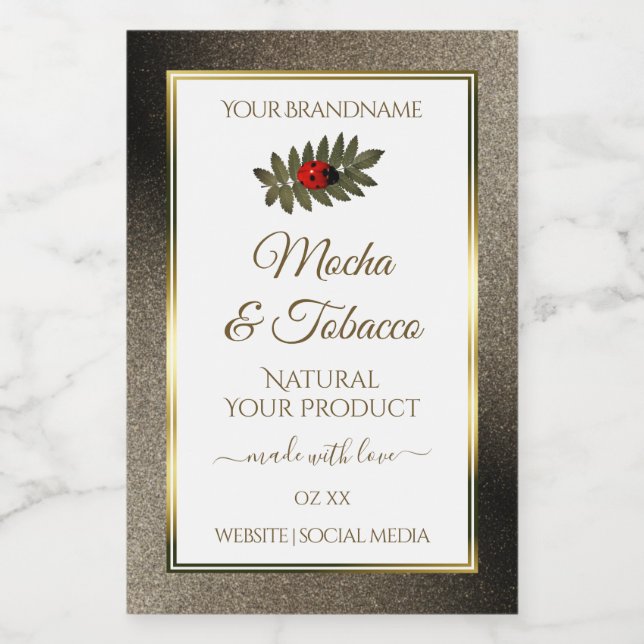 Anthracite Glitter White Product Labels Ladybug (Single Label)