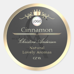 Anthracite Gold Border Logo Monogram Product Label