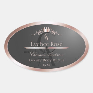 Anthracite Product Label Rose Gold Frame Monogram