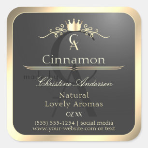 Anthracite with Gold Border Monogram Product Label