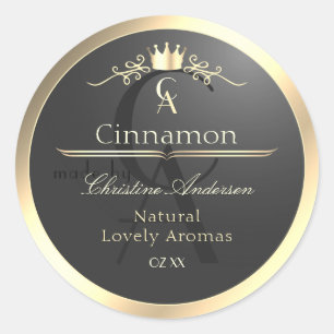 Anthracite with Gold Border Monogram Product Label