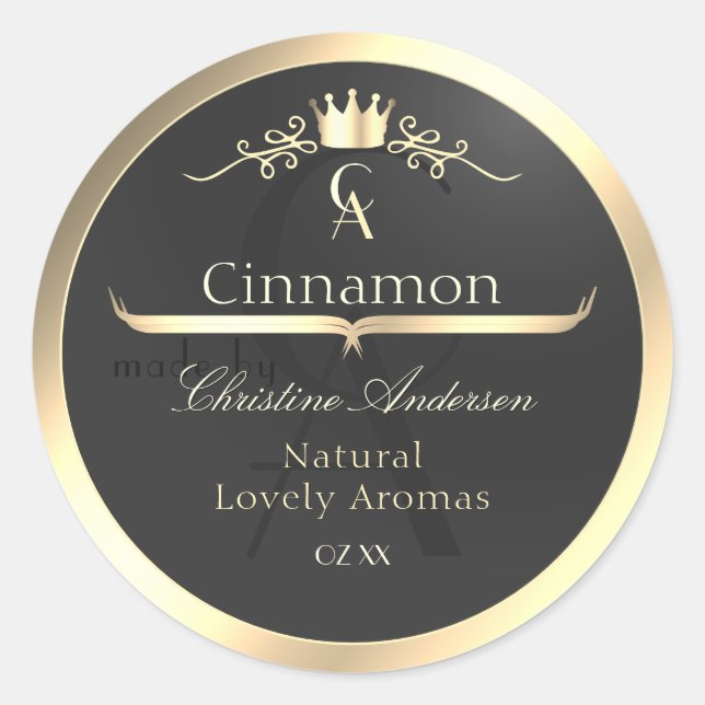 Anthracite with Gold Border Monogram Product Label (Front)