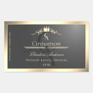 Anthracite with Gold Border Monogram Product Label