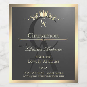 Anthracite with Gold Border Monogram Product Label