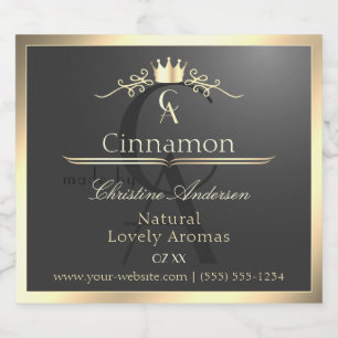 Anthracite with Gold Border Monogram Product Label