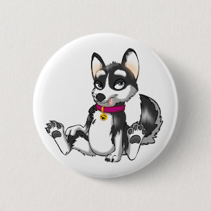 Anthro Siberian Husky Button
