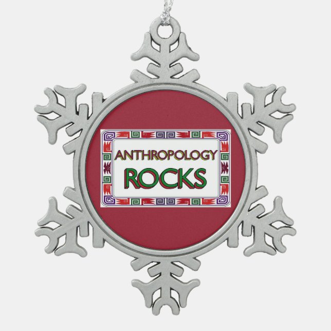 Anthropology Rocks Snowflake Pewter Christmas Ornament (Front)