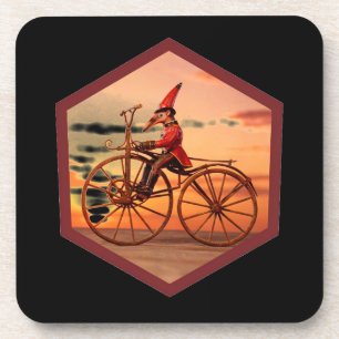 Anthropomorphic Anteater Riding an Antique Bicycle Coaster
