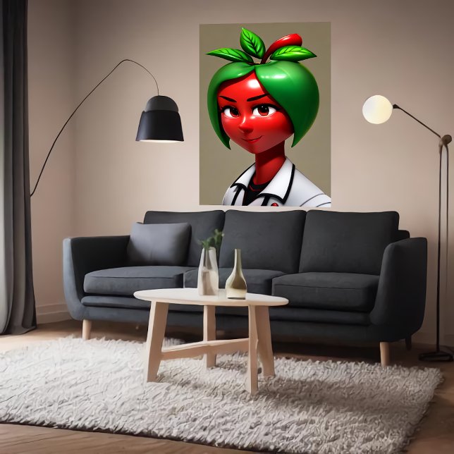 Anthropomorphic apple lady | AI Art Poster (Creator Uploaded)