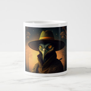 Anthropomorphic Blackbird Seer In Elegant Outfit Large Coffee Mug