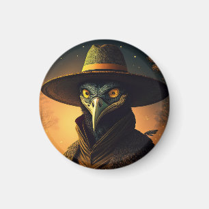 Anthropomorphic Blackbird Seer In Elegant Outfit Magnet