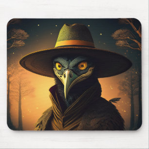 Anthropomorphic Blackbird Seer In Elegant Outfit Mouse Pad