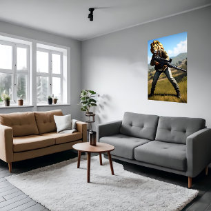 Anthropomorphic cool lion Soldier   AI Art Poster