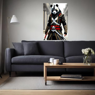 Anthropomorphic cool Panda Assassin AI Art Poster