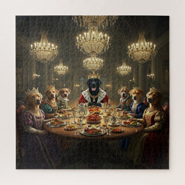 Anthropomorphic Dog Royalty Dinner Jigsaw Puzzle (Vertical)