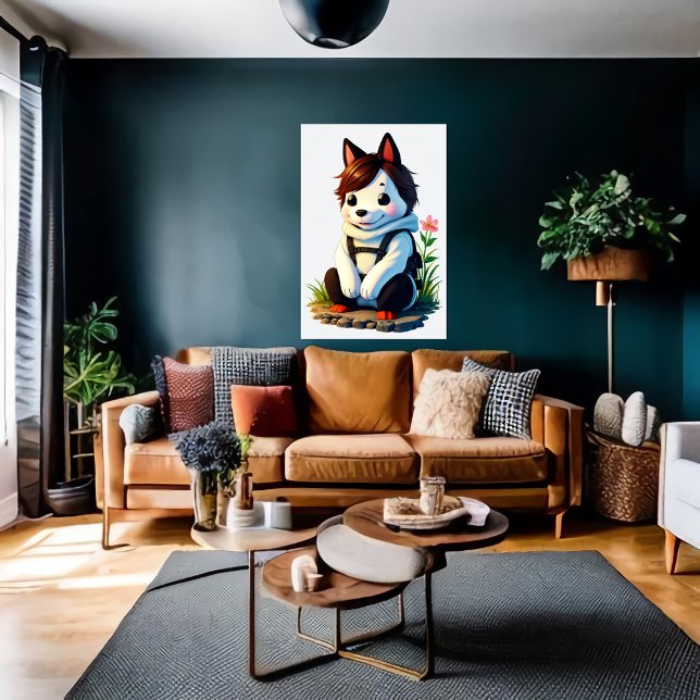 Anthropomorphic Dog with a Flower | AI Art Poster (Creator Uploaded)