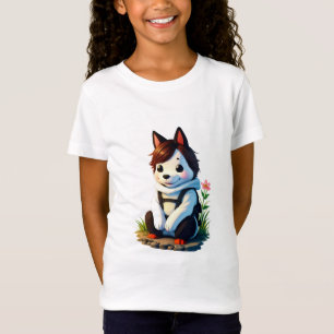 Anthropomorphic Dog with a Flower   AI Art T-Shirt