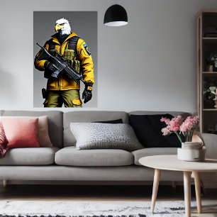 Anthropomorphic eagle solider AI Art Poster