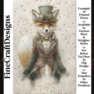 Anthropomorphic Fox Steampunk Outfit CA1 Decoupage Tissue Paper